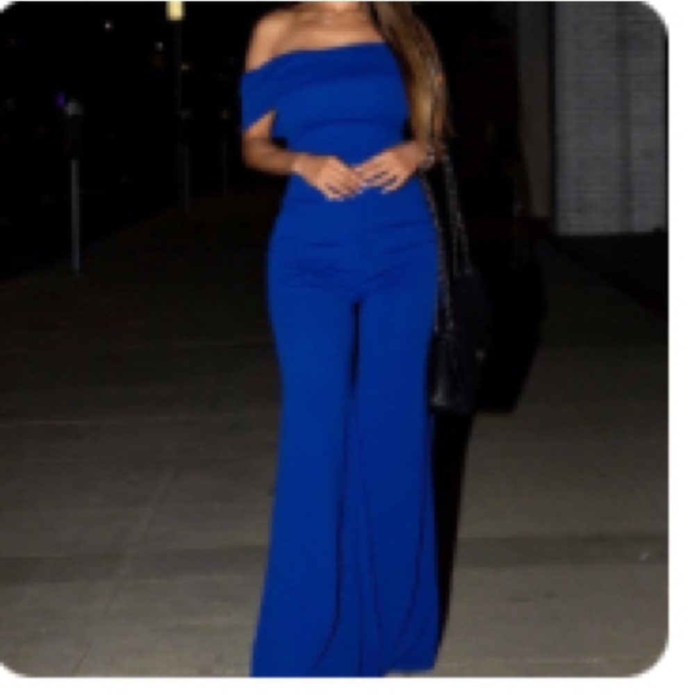 Hot Miami Styles Royal Blue Off-Shoulder top and pants - Picture 3 of 4